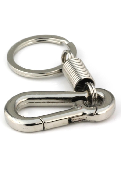 3D krómozott fém karabiner kulcstartó, minimalista stílusban