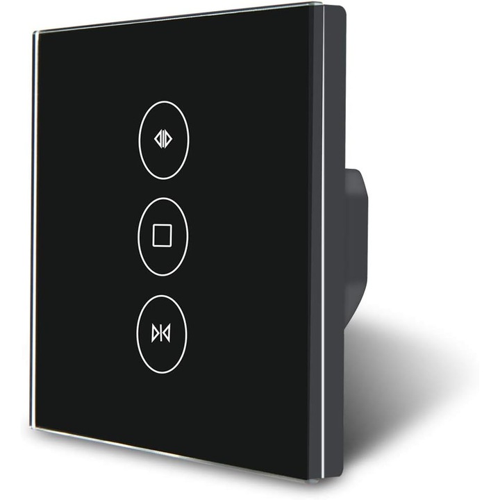 Intelligens Wi-Fi függönykapcsoló, érintőpanel, Smart Life, Alexa és Google Home kompatibilis, alkalmazásvezérlés és programozás, fekete, 1 db