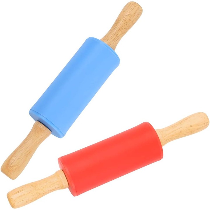 Mini sodrófa gyerekeknek, élelmiszeripari szilikonból, tölgyfa fogantyúkkal, BPA-mentes, többszínű, 2 darab, 9 hüvelyk (23 cm)