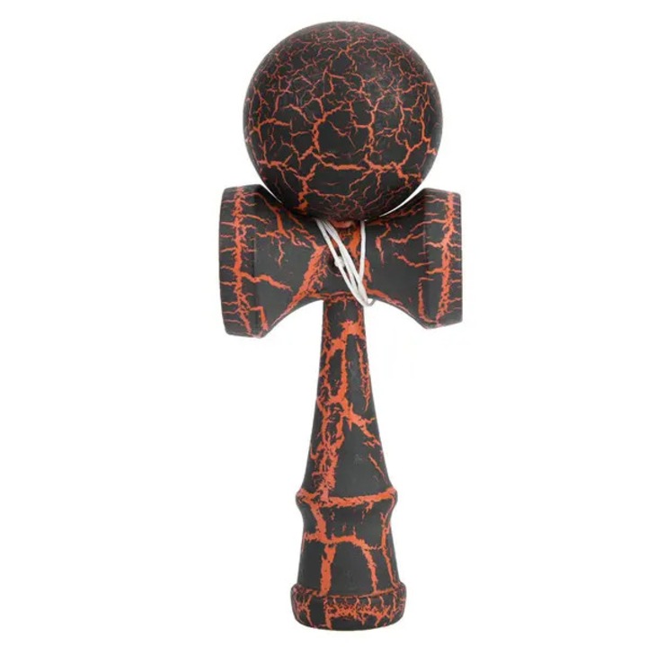 Kendama Mini de buzunar, din bambus, cu sfoara de siguranta, negru/portocaliu, 1 buc