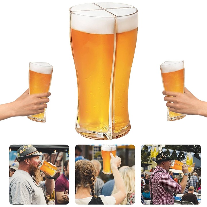 4 db átlátszó, strapabíró, hordozható akril söröspohár készlet, 500ml