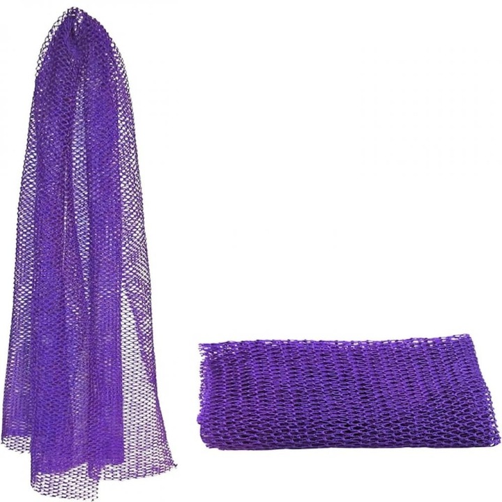 Hátradörzsölő kendő, hátradörzsölő kesztyű hosszú nyéllel 45-60 cm, dupla textúra: dörzsölő és puha, poliészter-mikroszálas, lila, 1 db