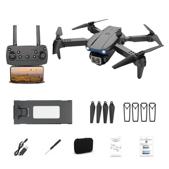 Drona quadcopter Invisible Bird 4K 4K kamerával, összecsukható test a szállításhoz, automata fel- és leszállás, WiFi és alkalmazásvezérlés, Fekete