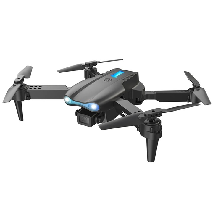 Összecsukható RC drón, quadcopter 1080P kettős lencse, kettős kamera 1080P 90° állítható + 110° széles látószög, WiFi és APP 200 m átvitel, optikai áramlás pozicionálás és magasságtartó, 3 sebesség, összecsukható tok és tartozékok, fekete, 25x25 cm