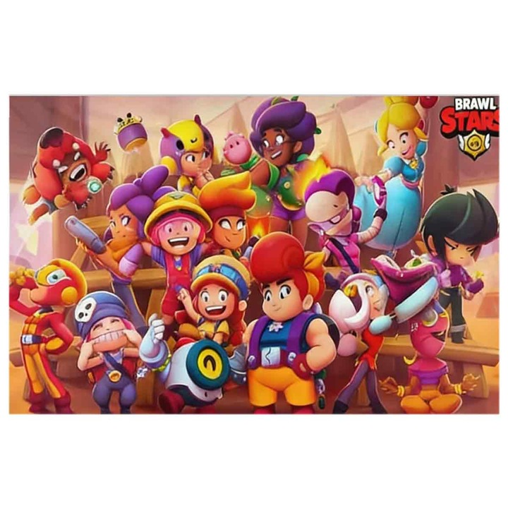 Dekoratív parti háttér/backdrop, Brawl Stars, vinilből, személyre szabható, többszínű, 59x39 inch, 1 db