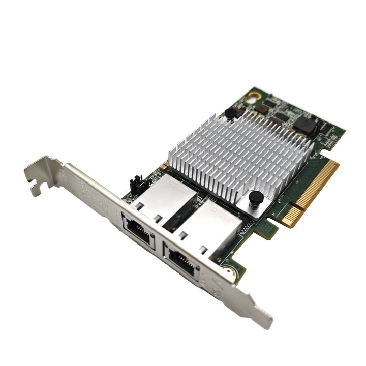 Двупортова мрежова карта 10G RJ45 PCIe x8/x16, съвместима с Windows Server, различни дънни платки