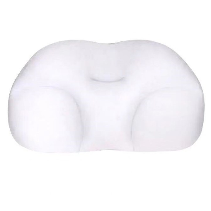 Ortopéd utazópárna, 0.5mm-es mikrogyöngyökkel és huzattal, ergonomikus 3D forma nyakra és hátra, hipoallergén, fehér, 1 db