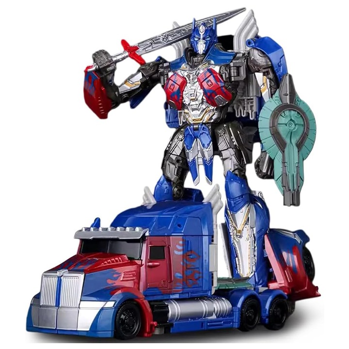 Átalakítható robot játék, átalakítható Mecha, ABS műanyagból ötvözött kiegészítőkkel, 2 forma robot/teherautó, valósághű részletek, Többszínű, 1 darab, 22 cm