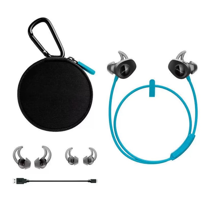 Vezeték nélküli in-ear fülhallgató, kék, kompakt, hordozható szett, 1 pár