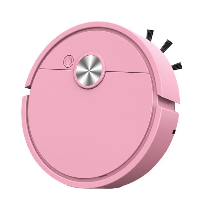 Robot aspirator 3-in-1, robot de curatenie cu control Wi-Fi prin aplicatie, programare si incarcare automata, functie mop, pentru par de animale, pentru toate tipurile de pardoseli, Roz, 1 buc