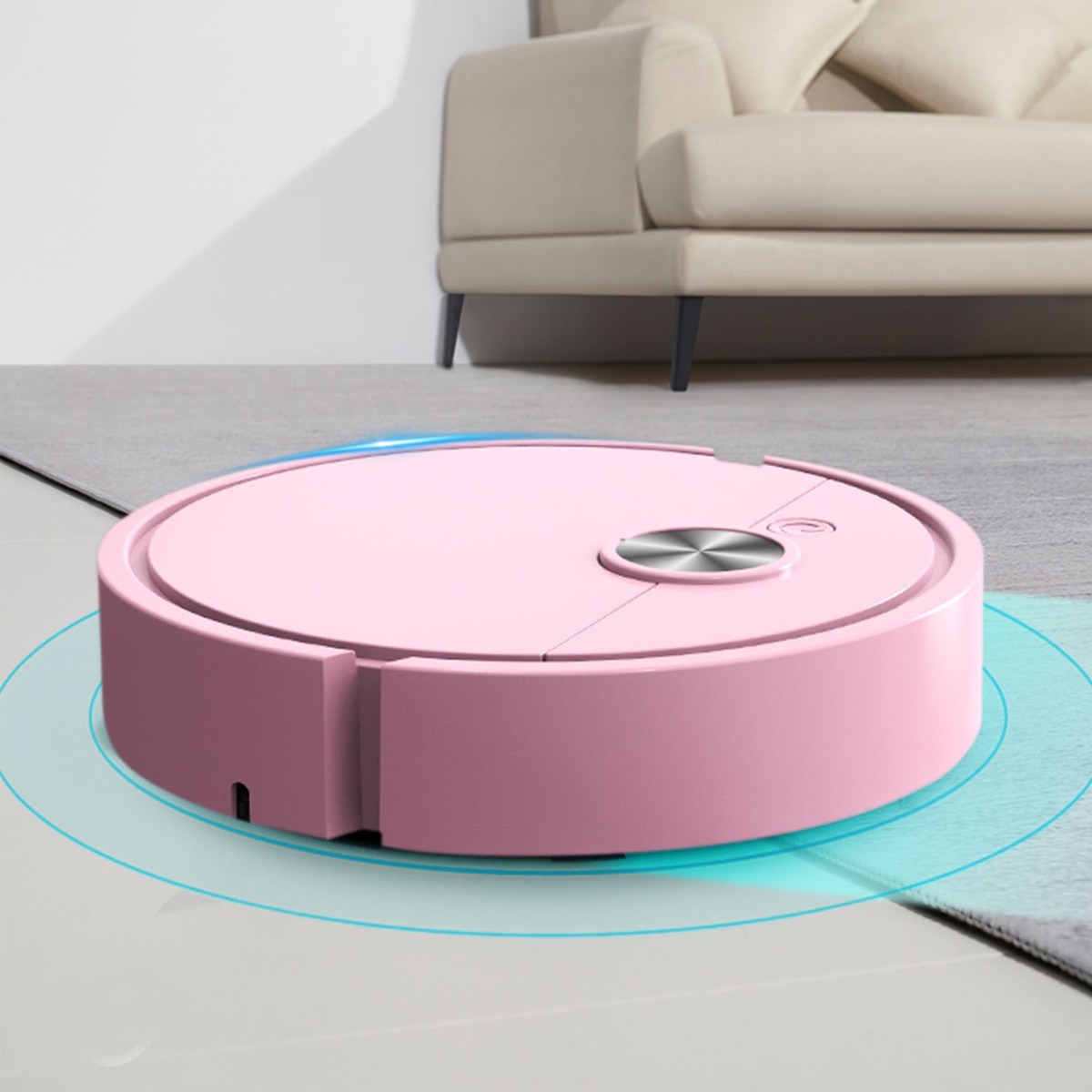 Robot aspirator 3-in-1, robot de curatenie cu control Wi-Fi prin aplicatie, programare si incarcare automata, functie mop, pentru par de animale, pentru toate tipurile de pardoseli, Roz, 1 buc