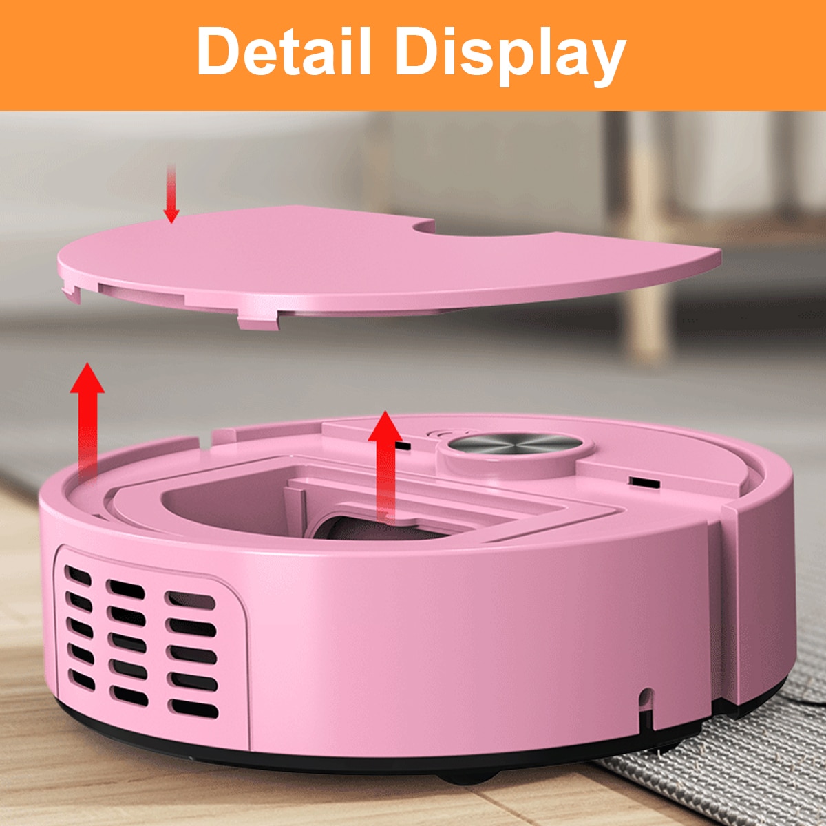Robot aspirator 3-in-1, robot de curatenie cu control Wi-Fi prin aplicatie, programare si incarcare automata, functie mop, pentru par de animale, pentru toate tipurile de pardoseli, Roz, 1 buc