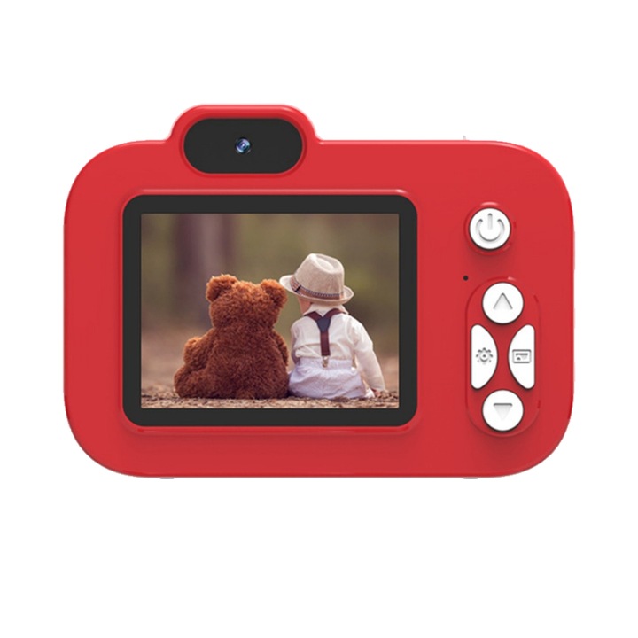 Camera foto digitala pentru copii Txmfgh, aparat foto hd 1080p cu filmare 48mp, ecran ips 2.4'', 32 filtre si 3 jocuri, rosu, 1 buc