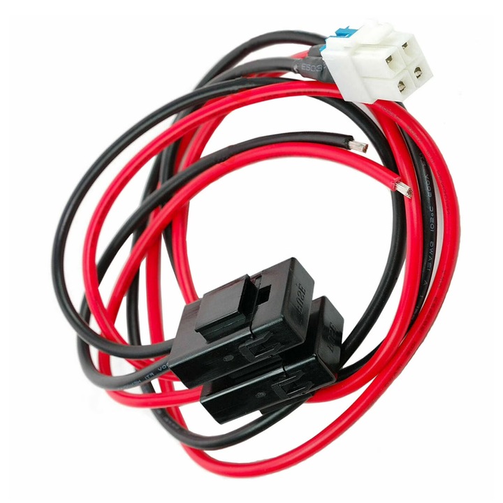 Tápkábel Yaesu/Icom/Alinco/Vertex kompatibilis rádióhoz, 12AWG hőálló 105°C, 30A lapos biztosítékkal, 12-14V, piros/fekete, 1 m