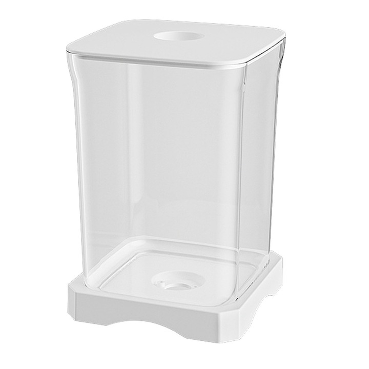 Acvariu nano, mini acvariu cu auto-curatare ecologica, iluminare LED incorporata, din PVC transparent, Alb, 17.7x11.8 cm, 1 buc