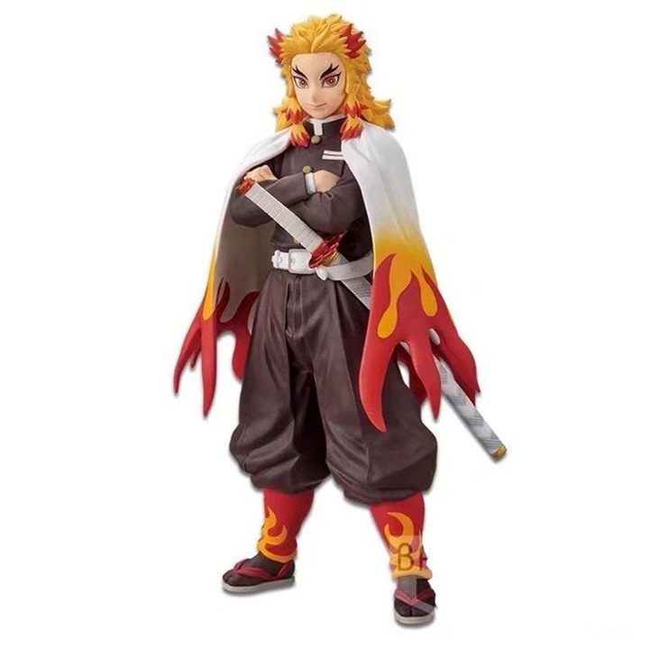 Figurina colectionabila, figura de actiune stil anime japonez, din PVC durabil, in pozitie de lupta, vopsita detaliat, baza stabila, multicolor, 17 cm, 1 buc