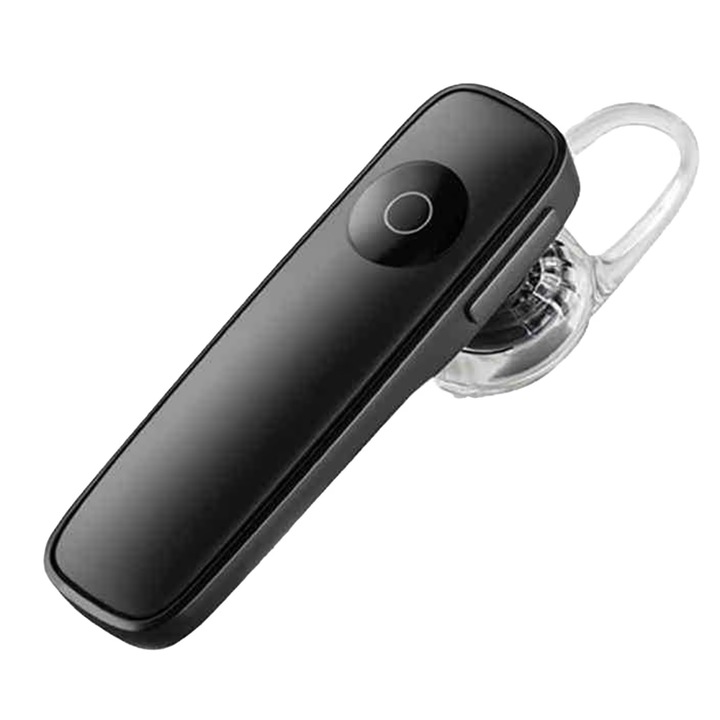Handsfree/Bluetooth fülhallgató M165 in-ear, 180°-ban forgatható, fülkampóval, sportos csúszásgátló design, 15 óra üzemidő, stabil Bluetooth, Hi-Fi hangzás, Fekete, 1 db