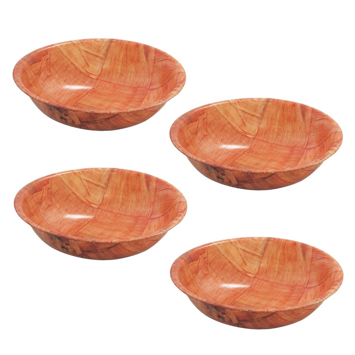 Boluri salata din lemn impletit set 4 buc 15x15cm