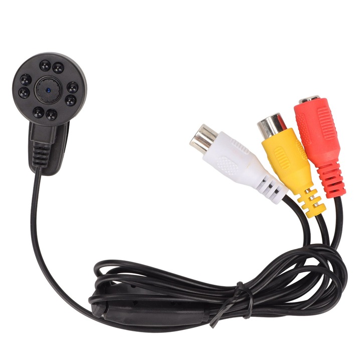 Mini megfigyelő kamera, 800 TVL, IR 940nm 8 LED, 3.6mm, fehér