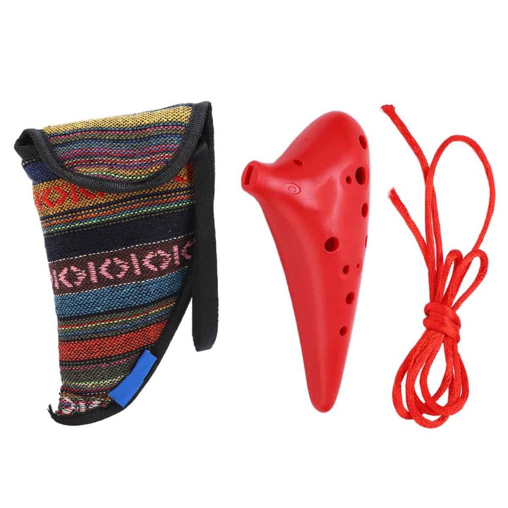 Ocarina 12 lyukú C hangolású zöld 10x5cm