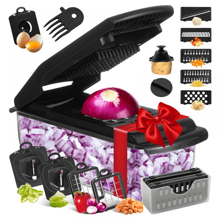 Feliator legume multifunctional 18 piese negru