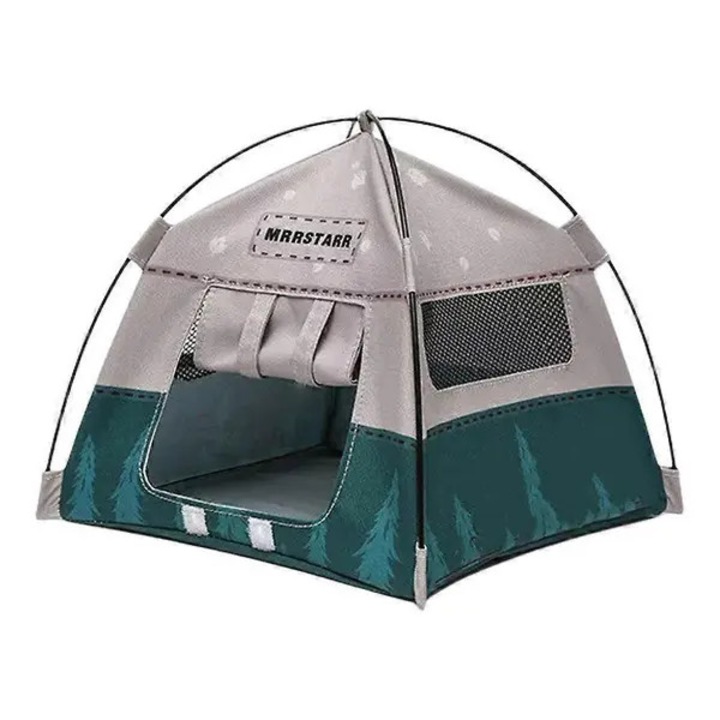 Cort de camping miniatura, model realist, verde/gri, 18.5cm