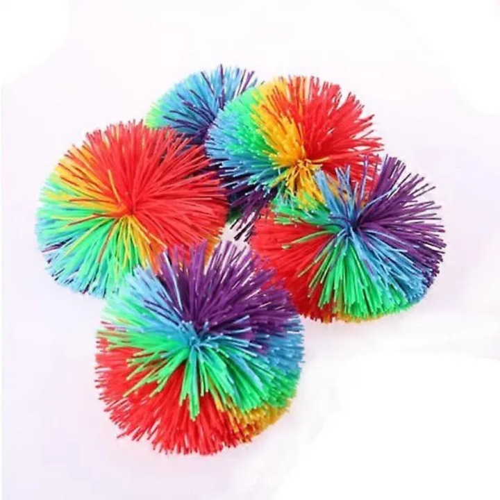 Set 5 bucati, Minge senzoriala (bila antistres) cu fire flexibile, pentru copii, cu revenire lenta, Multicolor, 5 x 1 buc