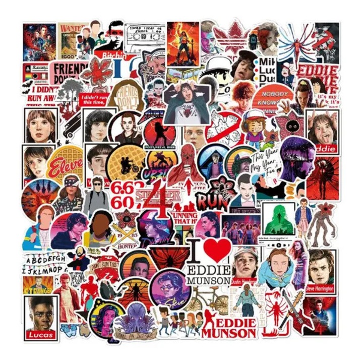 Комплект от 100 стикера Stranger Things, забавни, многоцветни, 10x15см