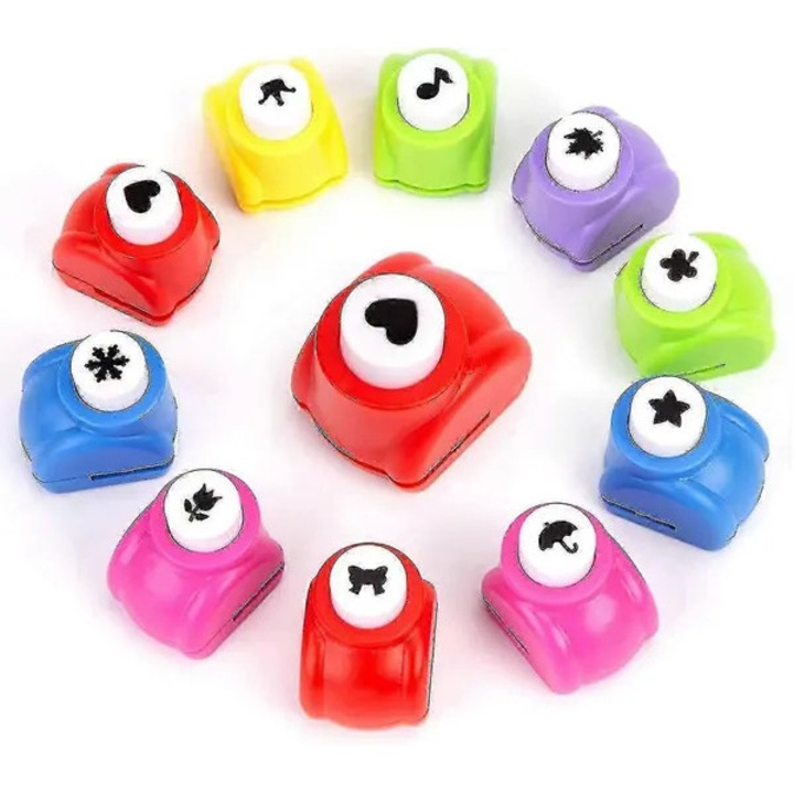 10 darabos mini lyukasztó készlet gyerekeknek, többszínű