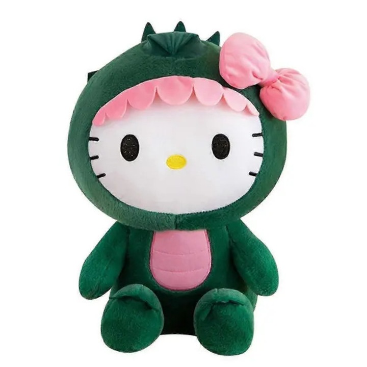 Hello Kitty plüssjáték dinoszaurusz jelmezben, puha plüss, PP-pamut töltet, Többszínű, 35 cm, 1 darab
