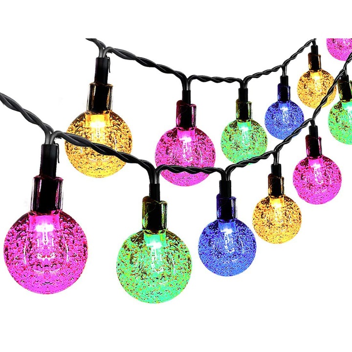 LED fényfüzér 50 izzóval, színváltós, 7m, vízálló, többszínű