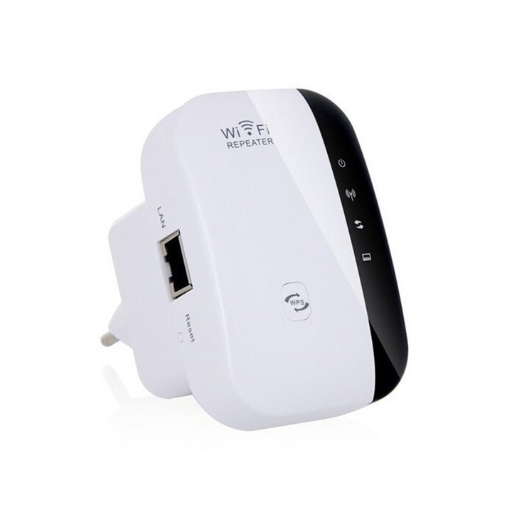WiFi jelerősítő/jelhosszabbító 300Mbps, mini dugaszolható aljzathoz, 2.4GHz sáv, WPS egy gomb, LAN port, fehér, 1 db