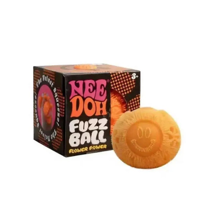 Jucarie antistres, jucarie de stoarcere Fuzz Ball Flower Power, moale, pufoasa, cu revenire lenta, portabila, portocaliu, 1 buc
