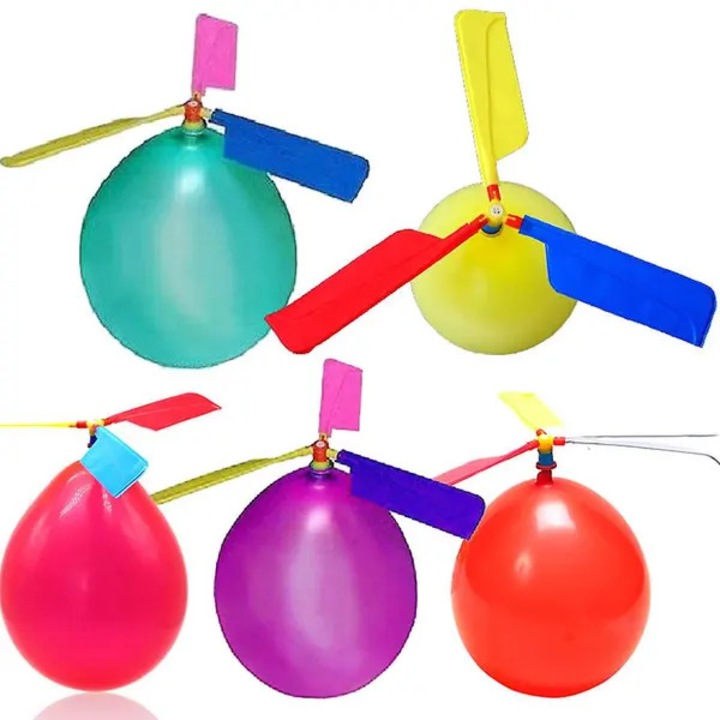 10 db repülő ballon helikopter készlet, műanyag, többszínű, 3-5 év