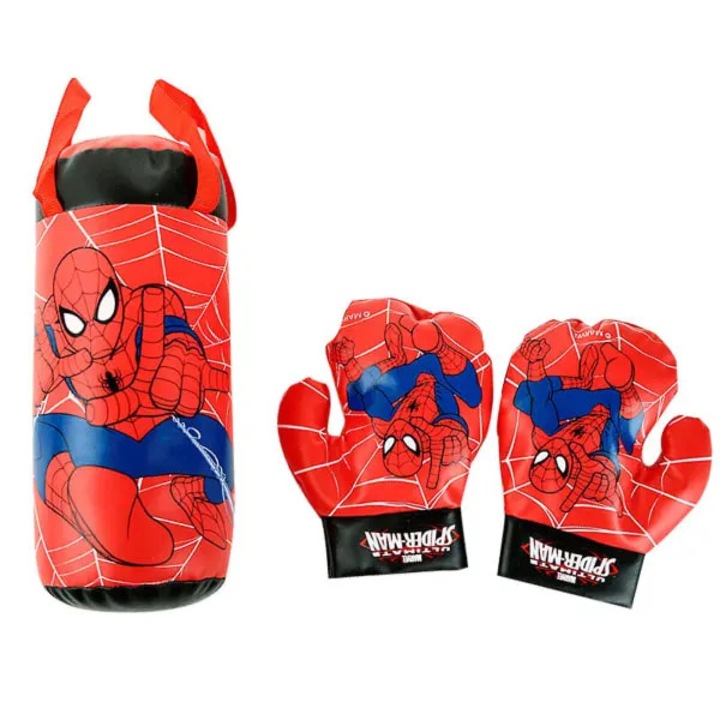 3 részes szett, gyermek boxzsák, PVC edzőzsák, kesztyűvel és állítható ajtóakasztóval, piros, 37x18x18 cm