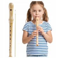 Flaut drept din lemn scolar 8 gauri natural 1 buc