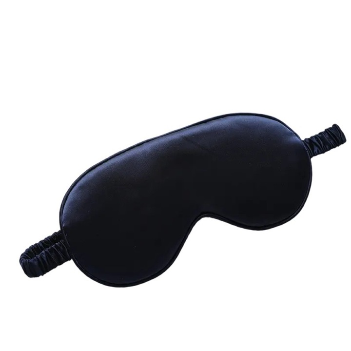 Eperfa selyem alvómaszk 100%, szemmaszk, hipoallergén, szuper puha, légáteresztő, selyemmel bevont rugalmas pánttal, Fekete, 21x9.5 cm