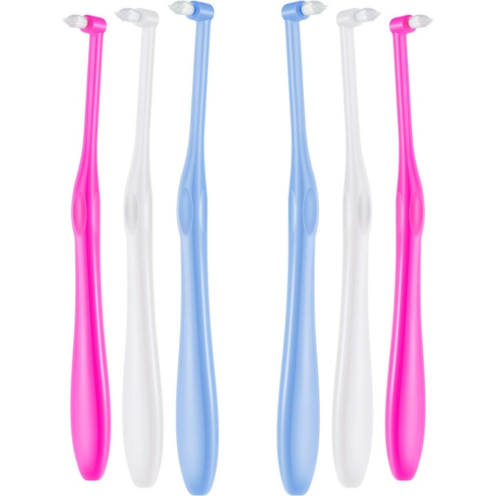 Set 6 periute de dinti, perie compacta, moale, multicolor, 1.5x2cm