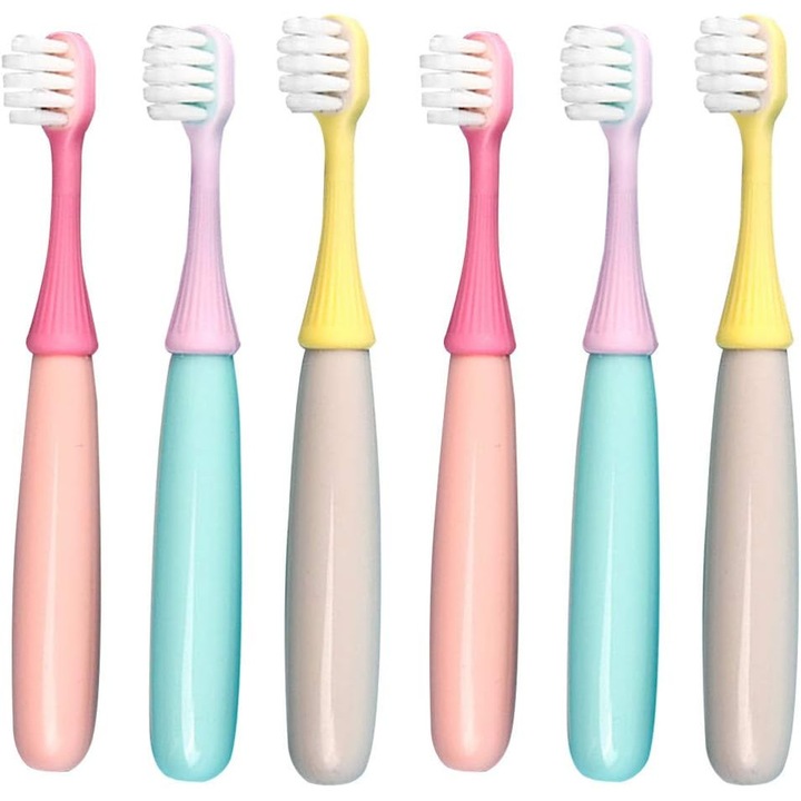 Set 6 periute de dinti copii, ciuperca, moale, multicolor, 1-3 ani