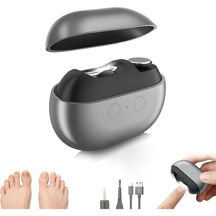 Elektromos körömvágó 3 az 1-ben, sötétszürke, 2026, USB-C, kompakt