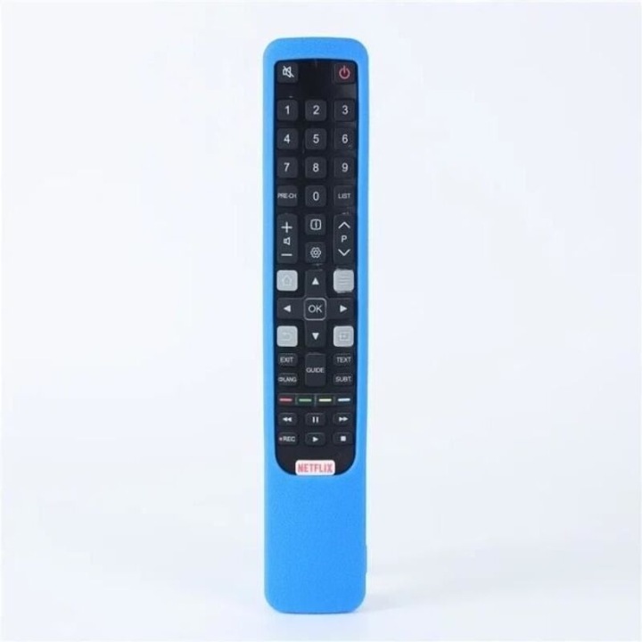 Husa de protectie din silicon pentru telecomanda, compatibila cu TCL RC802N YUI1 YAI3 YUI2 YU14 YU11, flexibila, moale, antiderapant, albastru