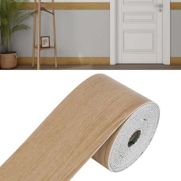 Rugalmas öntapadós NBR szegélyléc márvány fa mintával 10x1000cm