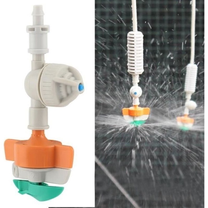 CER mikrorotációs szórófej (mikro-spray), csepegésgátló, saválló, szétszedhető, üvegházba és kertbe, áramlás 80-180 L/h, nyomás 1.5-2.8 kg, Többszínű, 5 darab