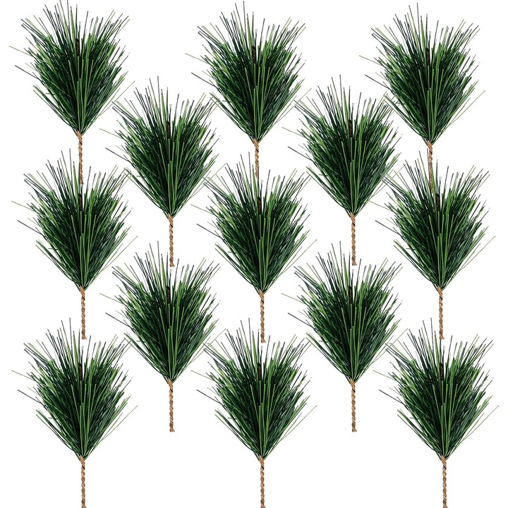 Crengute artificiale de pin verde, 4x2cm, set decorativ pentru Craciun