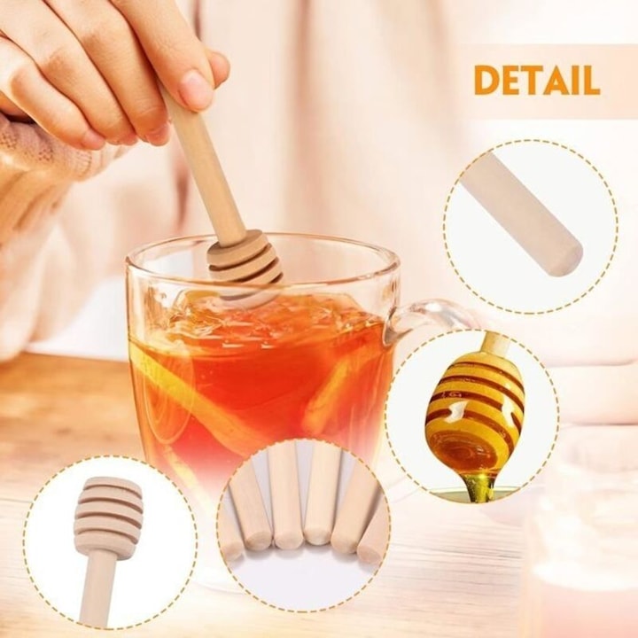 Set 100 lingurite miere lemn natural 8cm multifunctionale