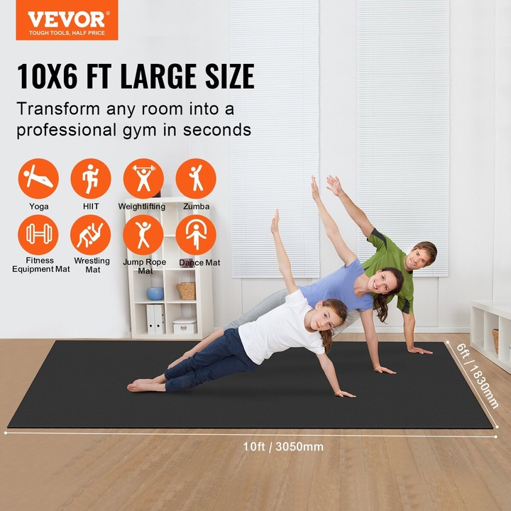 VEVOR edzőszőnyeg 305x183cm csúszásmentes tartós kék