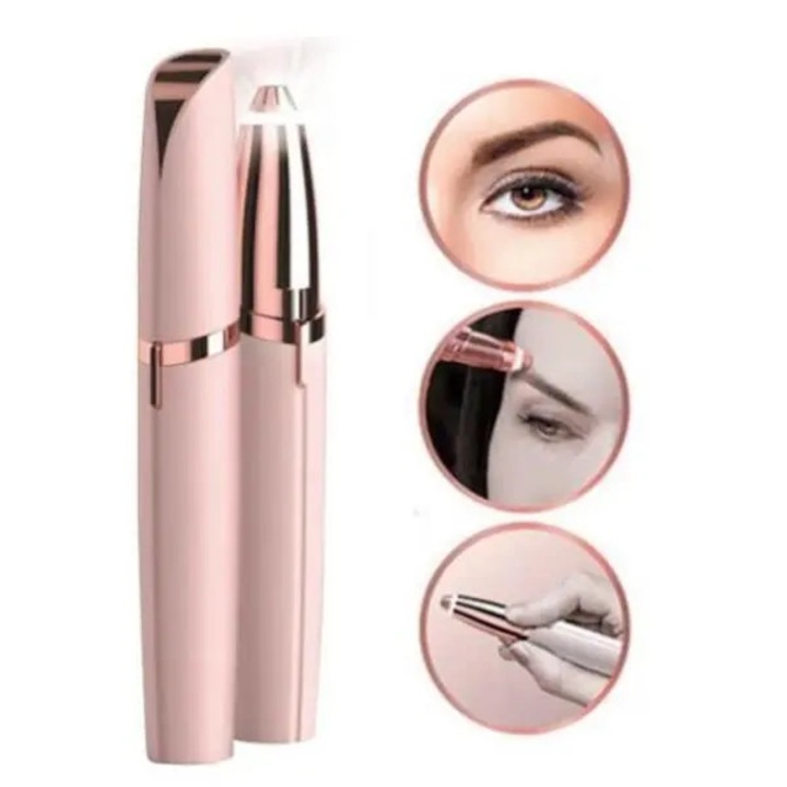Arcepilátor és multifunkcionális trimmer, USB-ről tölthető, LED fénnyel, szemöldökhöz, archoz, orrhoz és bikinivonalhoz, fém és műanyag, rózsaarany, 1 db, 13x1.6 cm