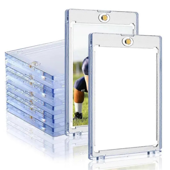 Huse magnetice pentru carduri, protectii rigide din acril 35pt, cu protectie UV si inchidere magnetica puternica, transparente, Set 10 bucati