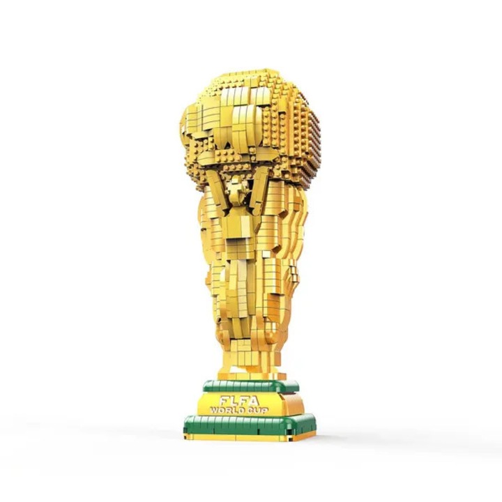 Set de constructie trofeu Cupa Mondiala FIFA PRE-CJk0515-26-0826-4657, replica 1:1, 2.842 piese, ABS, auriu cu baza verde