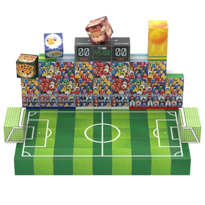 Mágneses építőjáték készlet, World Cup 2026 foci, játékszett ellenálló mágneses darabokkal, tartalmazza a stadiont, kapukat és játékosfigurákat, Többszínű, 100 darab